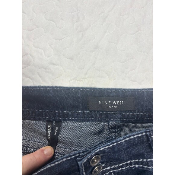 Nine West Blue Jeans Rhinestone Pocket Size 12 - Picture 3 of 5